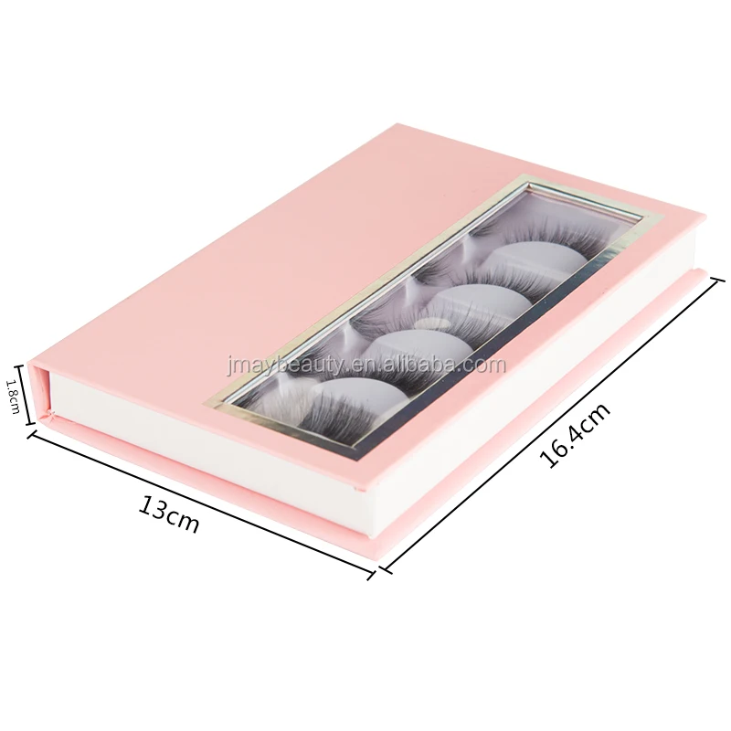 

Wholesale Custom printed pink holographic empty lashes boxes 5 sets 5pairs eyelashes packaging book private label with tray, Black/white