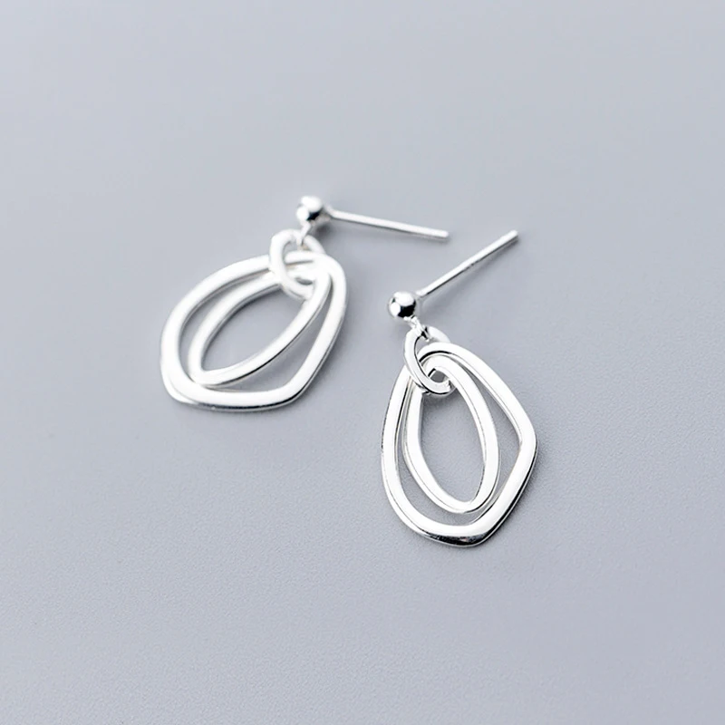 

Wholesale New Women Jewelry Sterling 925 Silver Irregular Round Stud Earrings