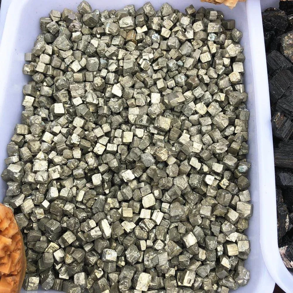 
Natural crystal quartz copper pyrite cube 