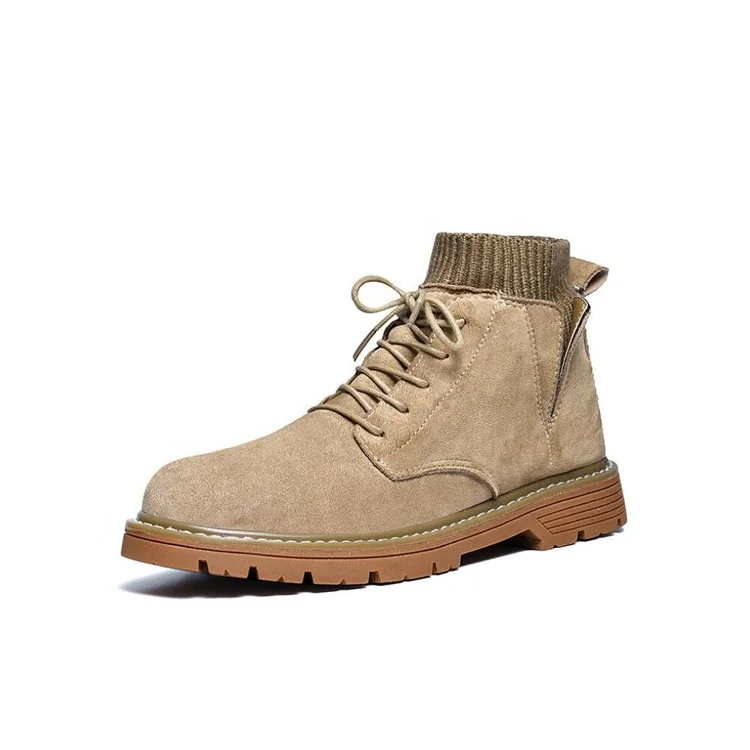 

New high quality wholesale winter sock boots cow suede leather boots for men