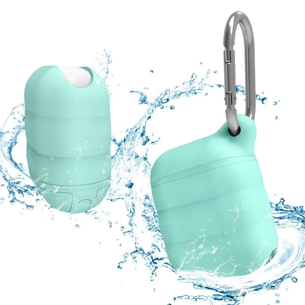 

Waterproof case for Airpods, Shock Resistant Silicone Cover with Keychain Compatible for Apple Airpods Charging Case