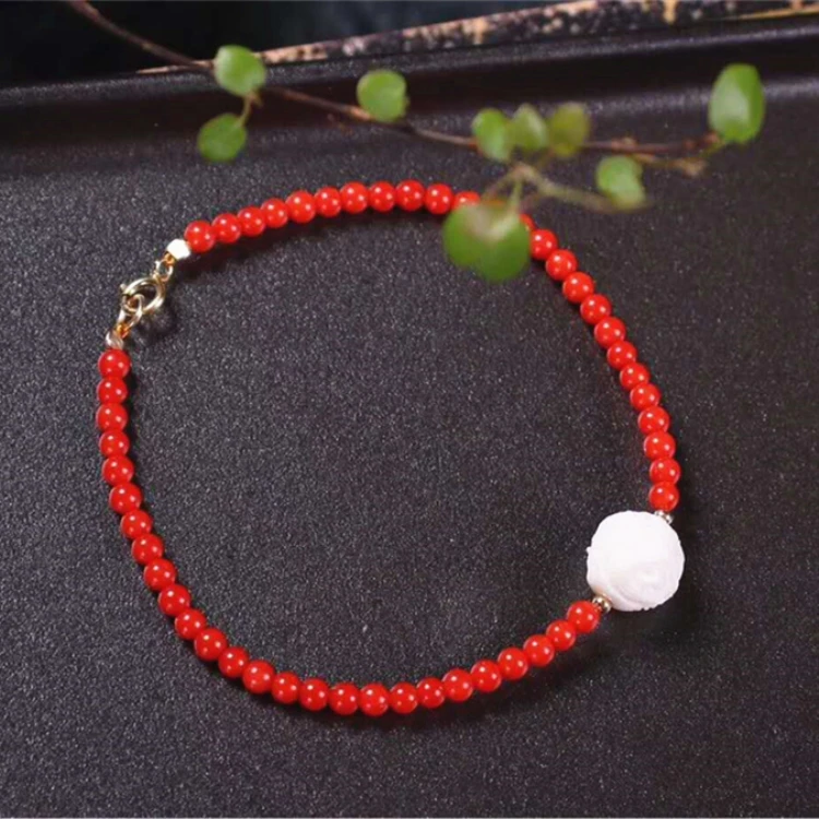 

red Agate, mammoth stone, Natural Stone Healing Power Adjustable Braided Bracelet natural red coral bracelets