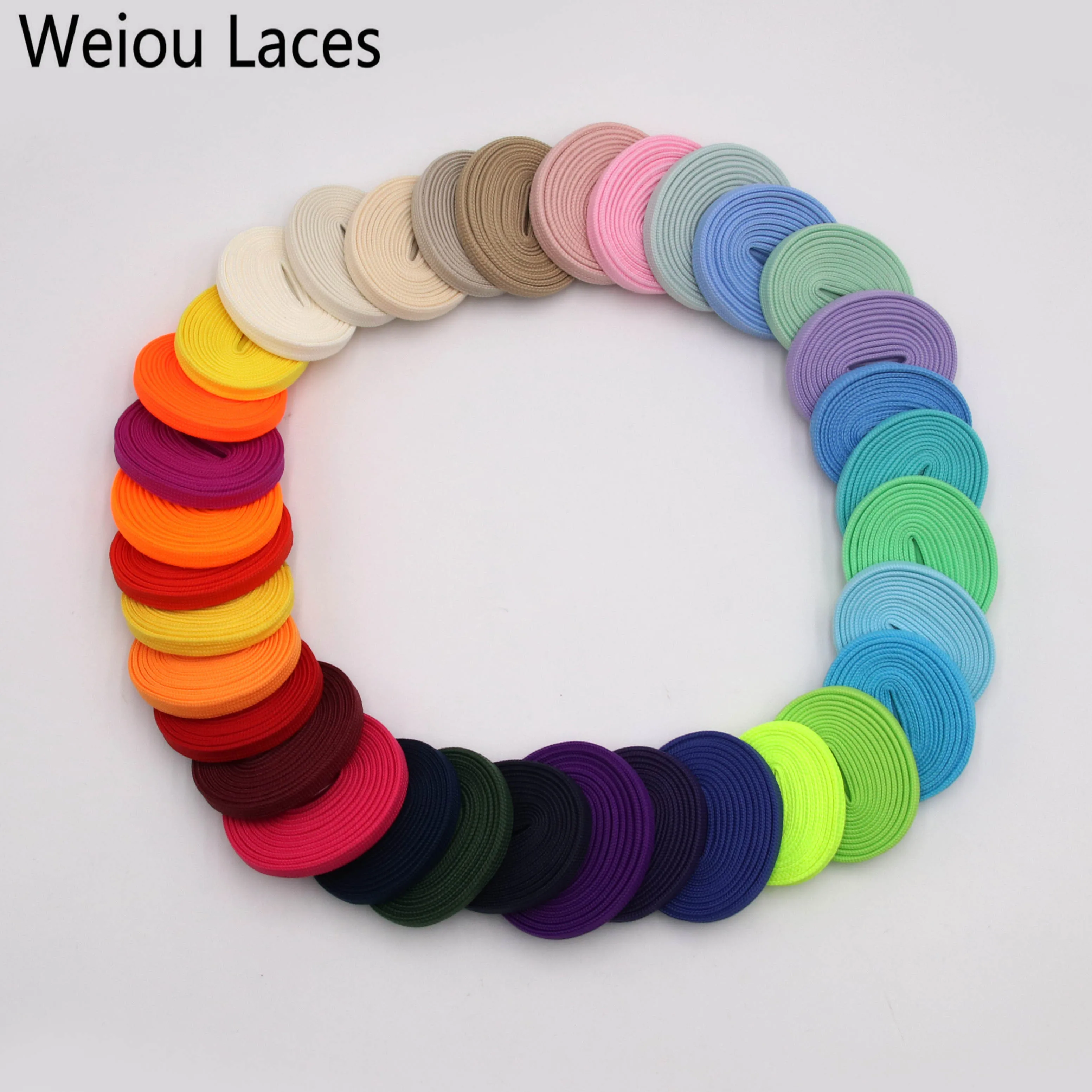 

Weiou Flat Shoestring Bright Colorful Pure Shoelace For Sneaker Sport Shoes High Quality Made Mini Order Supported Any Length, 38 colors,support custom colors