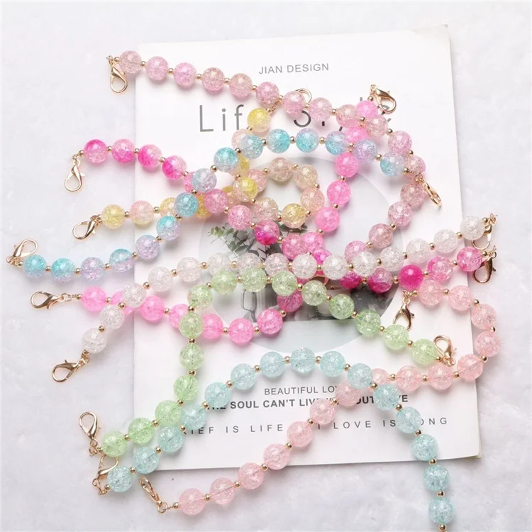 

Meetee B-C031 Fashion Bead Pink Blue Plastic Resin Bag Chain, Color