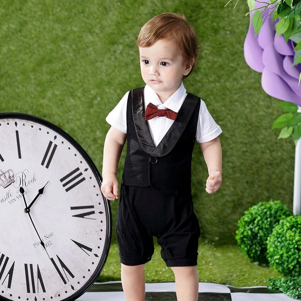 

Wholesale latest design 2019 cotton formal clothes for baby boys short formal dress romper baby