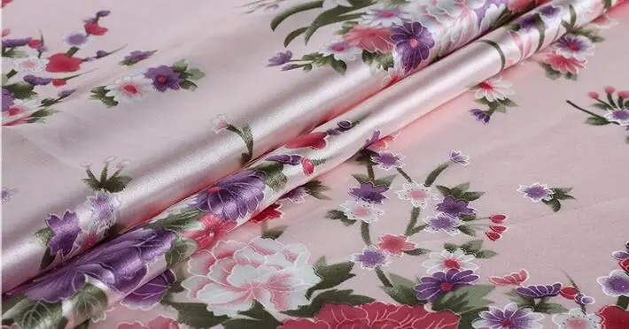 
Good reputation soft smooth 100% polyester shiny satin flower print fabric 