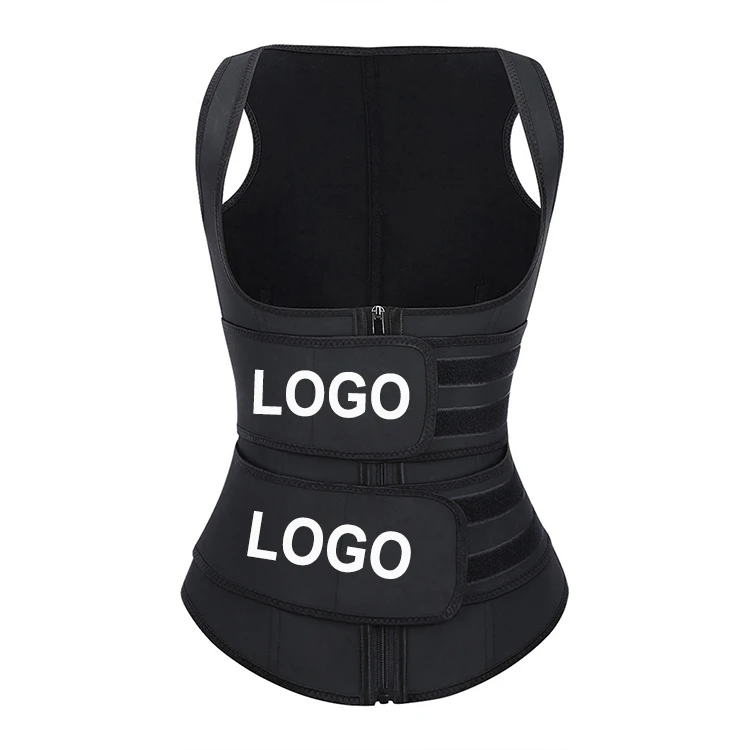 

Custom Private Label Logo Zipper Front Shaper Vest Neoprene Waist Trainer Latex Shapers, As shown;custom is ok.
