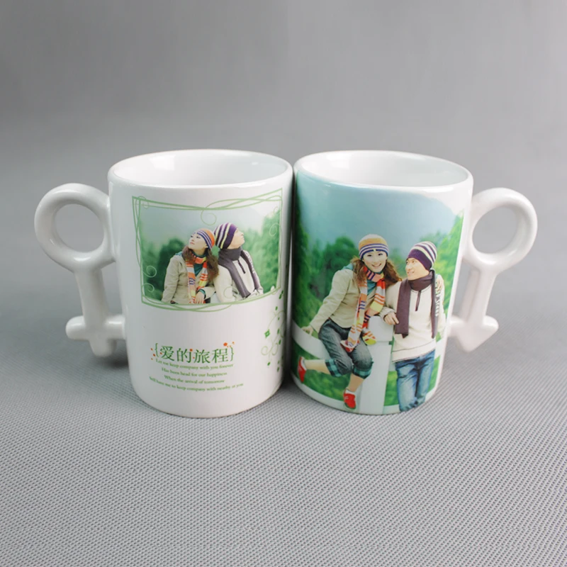 

Printed Logo Porcelain Ceramic Sublimation Coated White Coffee Couple Mug Heat Transfer