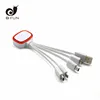 Gfun Custom Logo Colorful Led Micro USB Charging Cable For Keychain 3 in 1 Luminous LED Light Flat Cable Type C USB Cable Gift