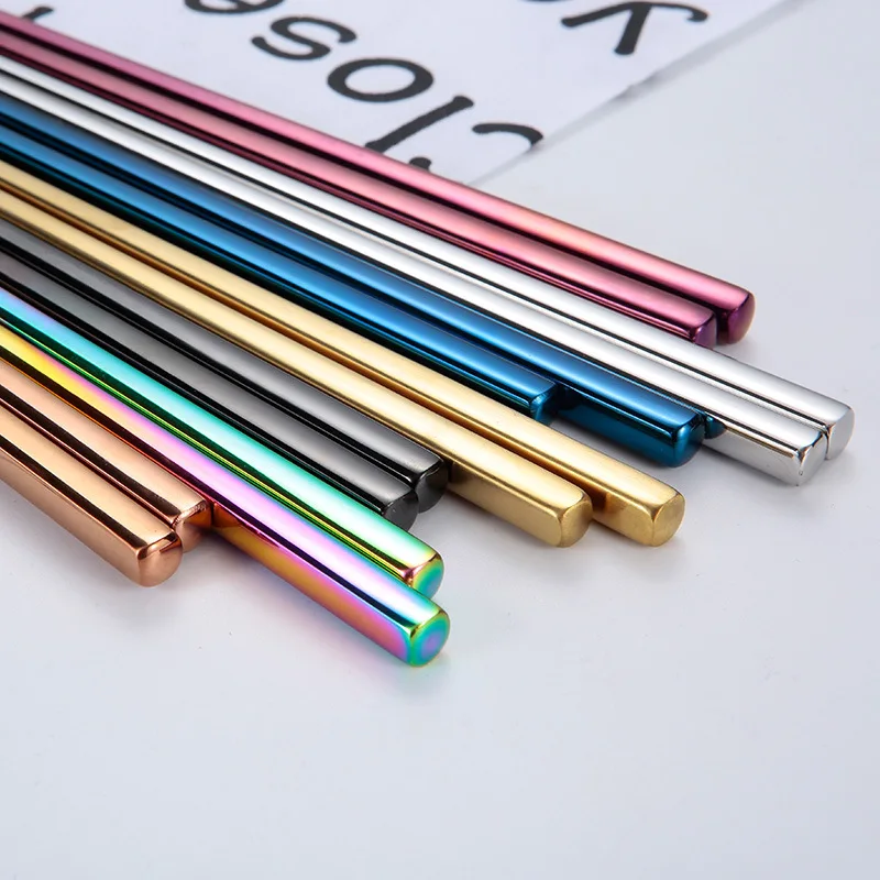 

Korean Custom Color Stainless Steel Metal Titanium Chopsticks for Sushi Wedding Gift Souvenirs, Silver