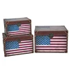 American flag wooden box, wood trunk, storage box