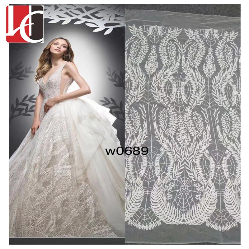 

HC-35962 Hechun newest bridal swiss lace fabric embroidery, Beige;white;black