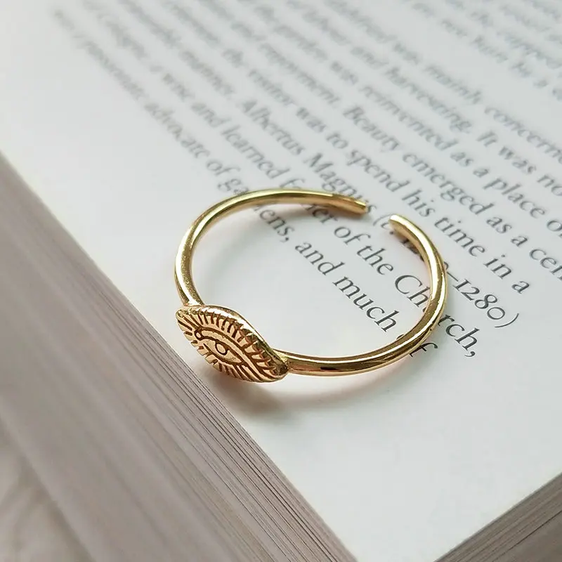 

2020 Ins fashion popular bridal boho adjustable sterling silver silver eye cuff ring for party gifts, Gold filled