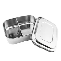 

Stainless Steel Bento Lunch Box LARGE 3 Sections Holds Sandwich and Two Sides Durable Perfect LunchBox for Adults Office