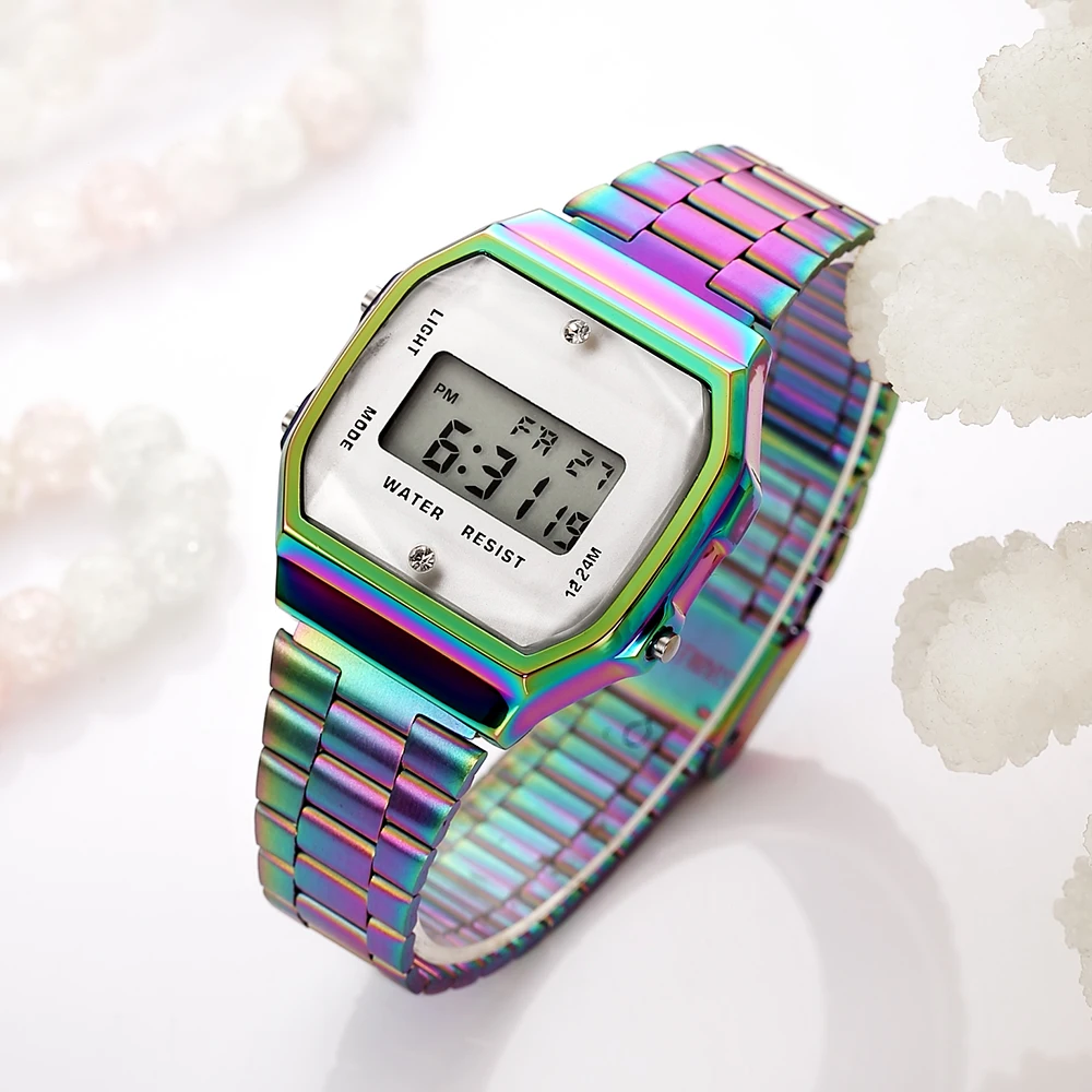 

Electronic Digital Watch Rainbow color Fashion steel Tornasol Litmus Watch, One color