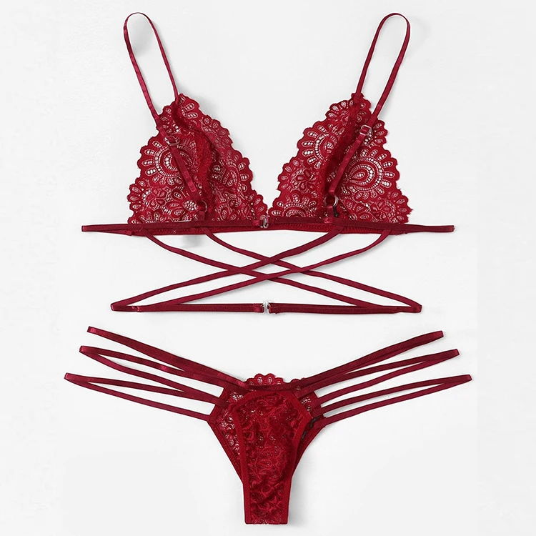 
Transparent embroidery lace sexy lingerie bra and panty sets 
