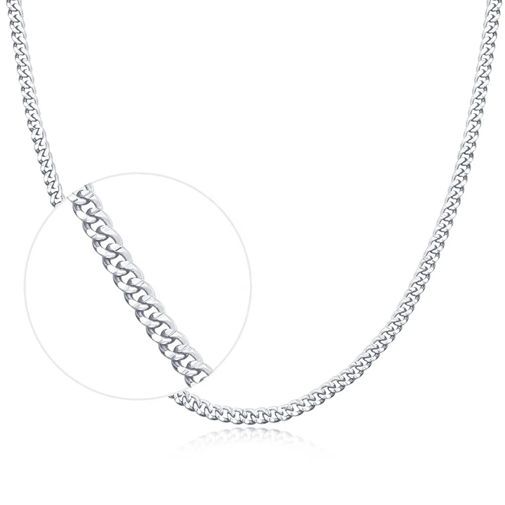 

L08 Pure silver 925 plata hot sale fashionable white gold large curb cuban link chain Horsewhip necklace for women miss jewelry