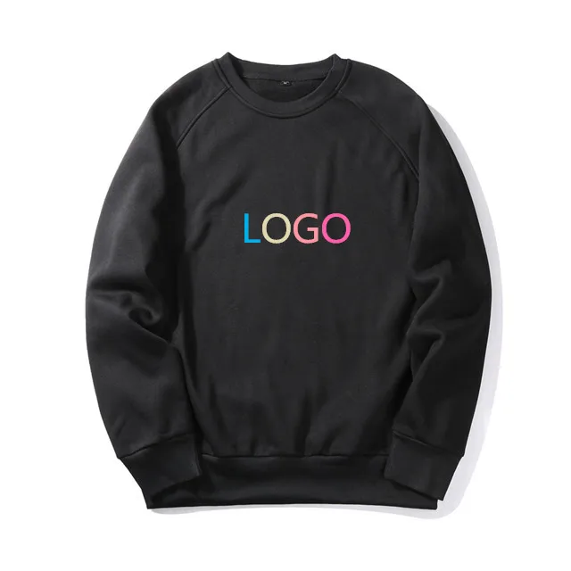

2019 Wholesale Custom Logo Plain Black New Fashion Hoodies Crewneck Sweatshirt Men, Customized