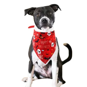 Image of Washable Reversible Triangle Cotton Dog Bandana Halloween Suitable for Puppy Small and Medium Pets
