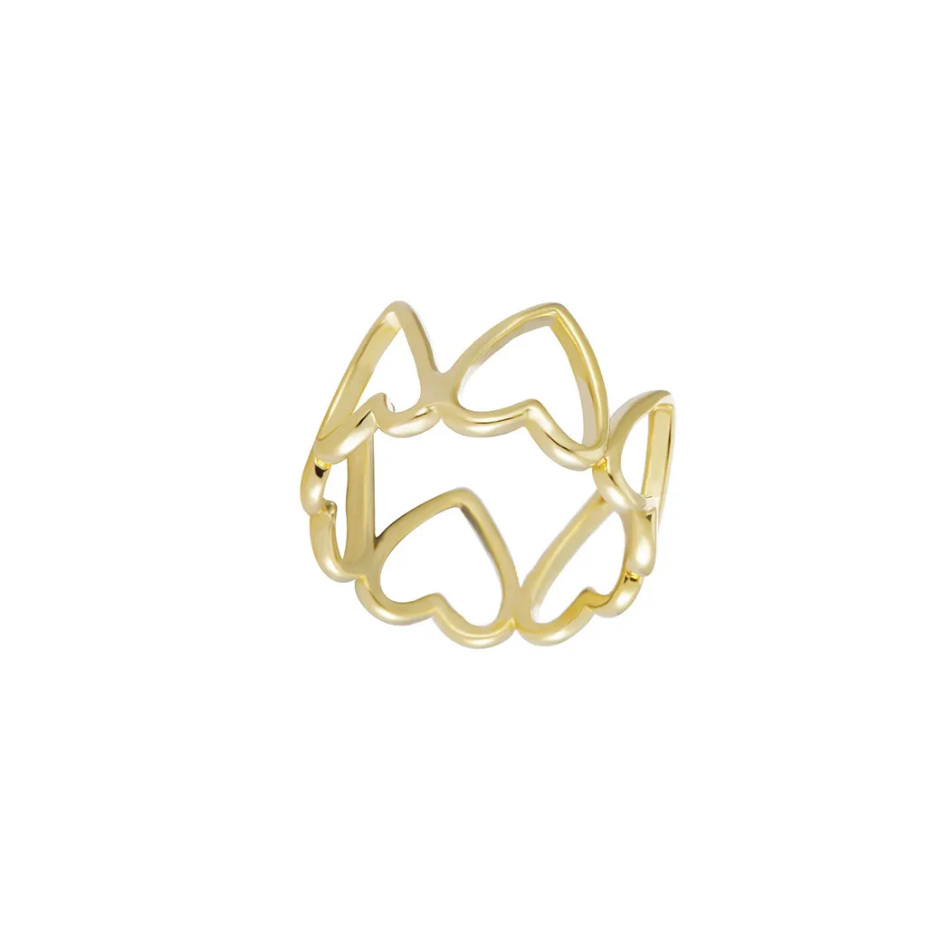 

simple dainty love ring tiny gold heart with heart ring minimalist heart Stacker bang women cute ring, Picture