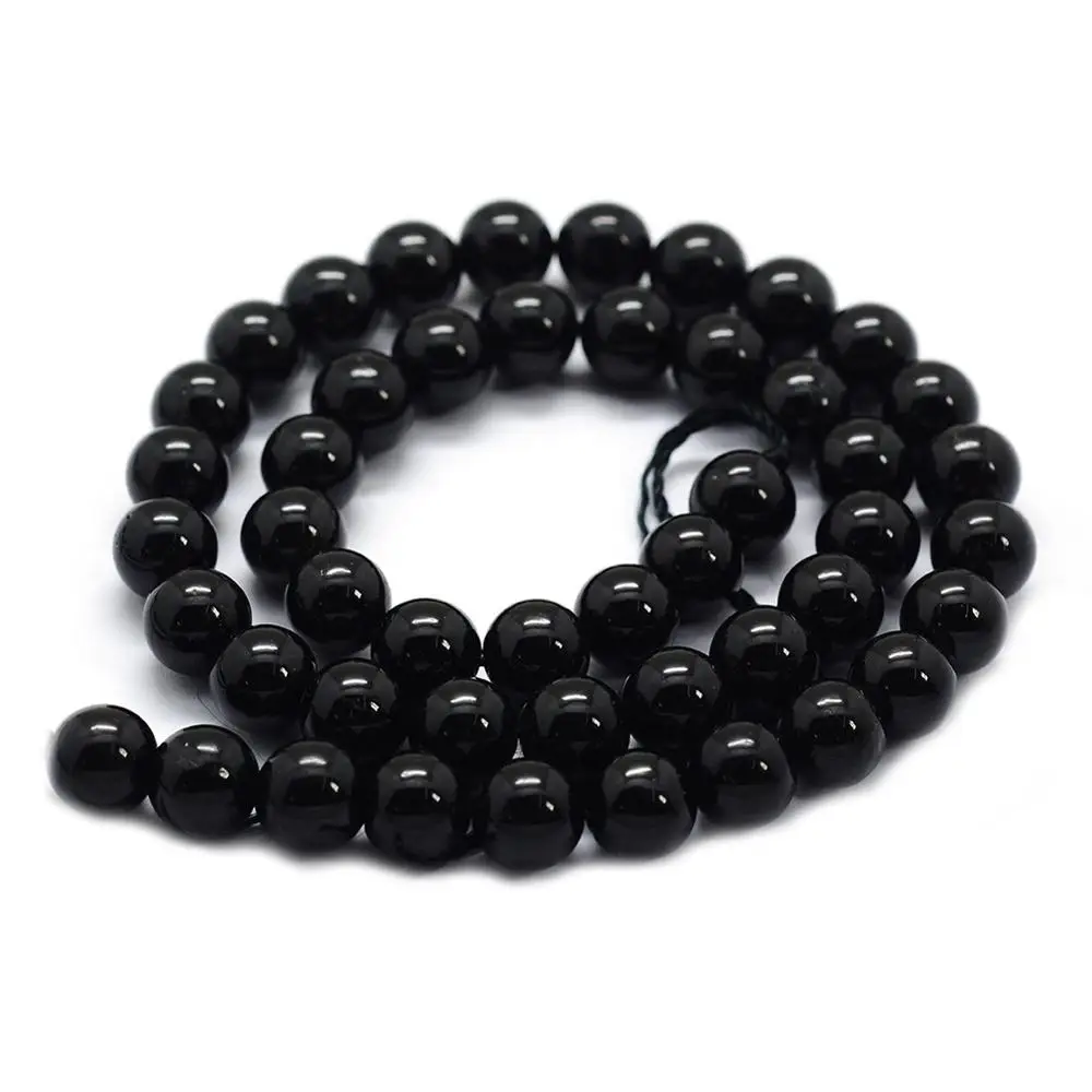 

PandaHall Natural Tourmaline Beads Strands Black Tourmaline Beads Wholesale 8mm Round Beads Hole 0.8mm