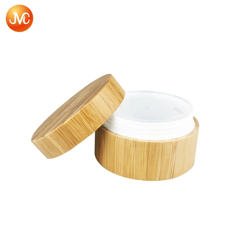 
Custom Bamboo Cosmetic Jar Empty round Facial Cream Container 
