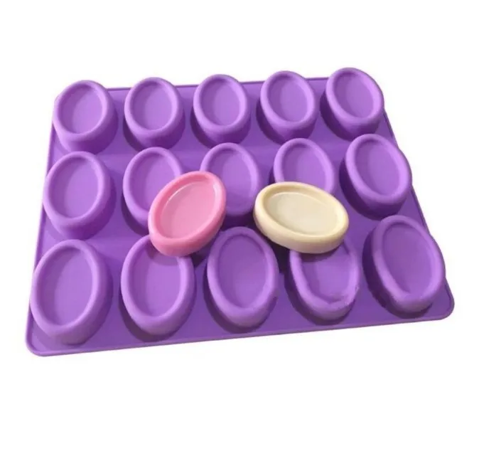 15 Oval Toast Silicone Soap Mold, Handmade Dessert Biscuit candy mold Ice Cube Tray