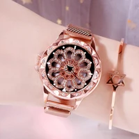 

hot sell ST 235 Rotatable Dial Luxury Women's Watches Rhinestone Top Lady Clock Watches for Women Magnet Strap Rotate Surface