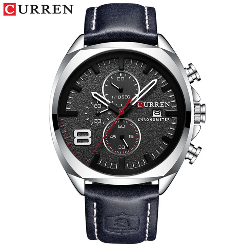 

CURREN 8324 Men's Quartz Wristwatch Chronograph Fashion Luxury Leather Business Military Sport Wrist Watch Relogio Masculino, 4 colors