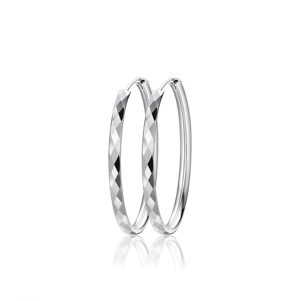 

Fashion Stainless Steel white Gold Silver Plated Diamond and square big Hoop Earrings for Women Girls, Picture shows