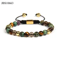 

2019 new design natural gem stone beads custom logo women men macrame bracelet