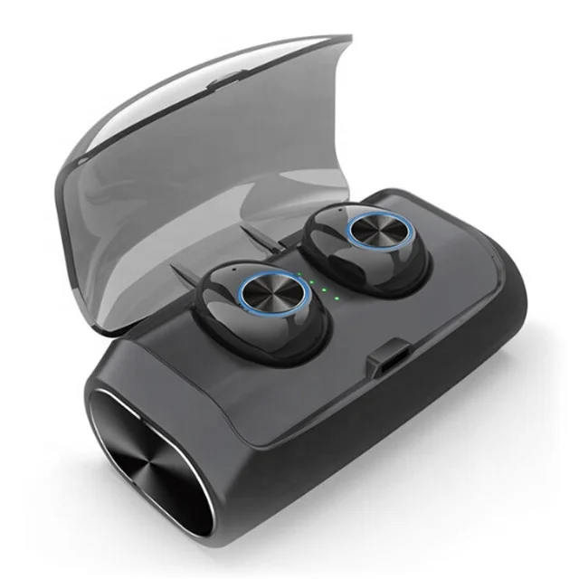 

2019 Amazon V6 tws earphone mini Bluetooth 5.0 Wireless Earbuds with Charging case 2600mah bluetooth earphone With Microphone