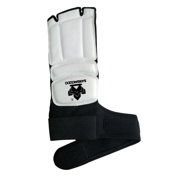 

Custom kick boxing White Color Taekwondo Foot Guard Protector, White,black