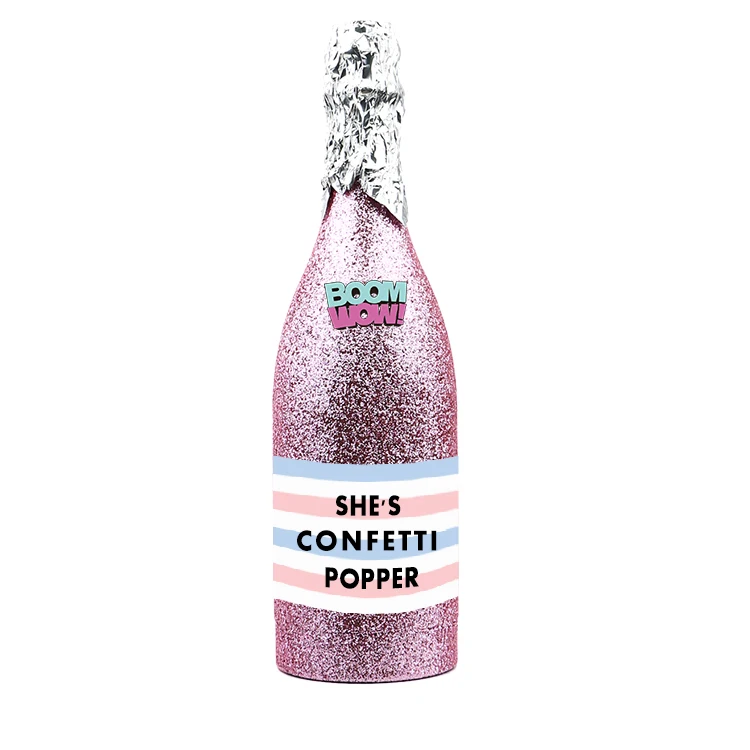 
Boomwow Hot Sale Baby Announcement Party Ideas Gender Reveal Black Champagne Bottle Shape Confetti Cannon 