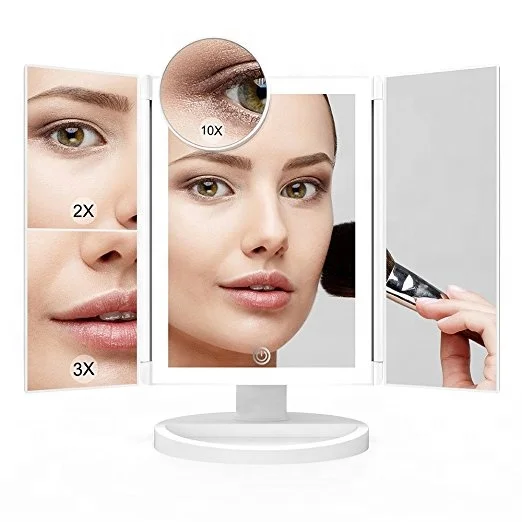 

JYD Mirror Patent 21 LED Lights LED Trifold Makeup Mirror with USB Cable, Customized color