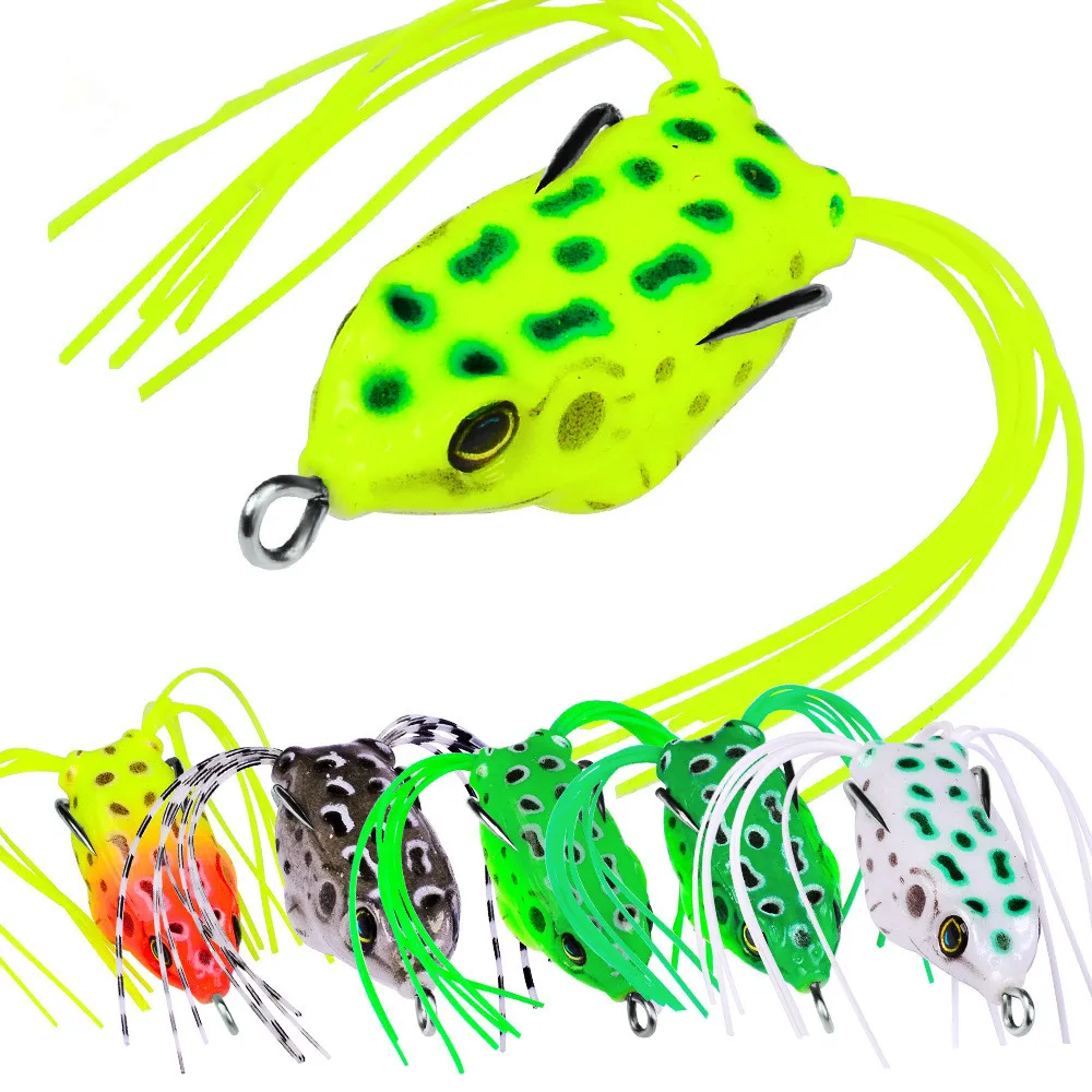 

hot selling 4.5cm 5g Frog Lure Fishing Lures Treble Hooks Top water Ray Frog Artificial Minnow Crank Strong Artificial Soft Bait, 6 colors