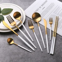 

High quality 304 stainless steel salad serving fork white gold flatware