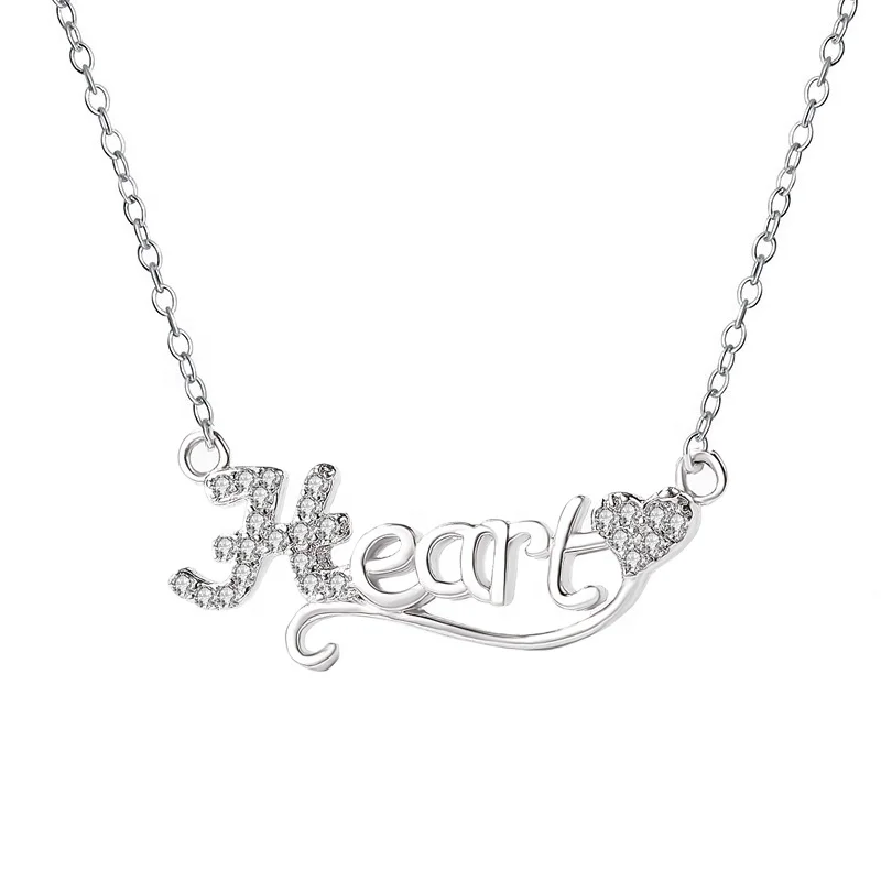 

Zirconia jewelry china custom heart letter name necklace 925 sterling silver alphabet pendant necklace jewelry