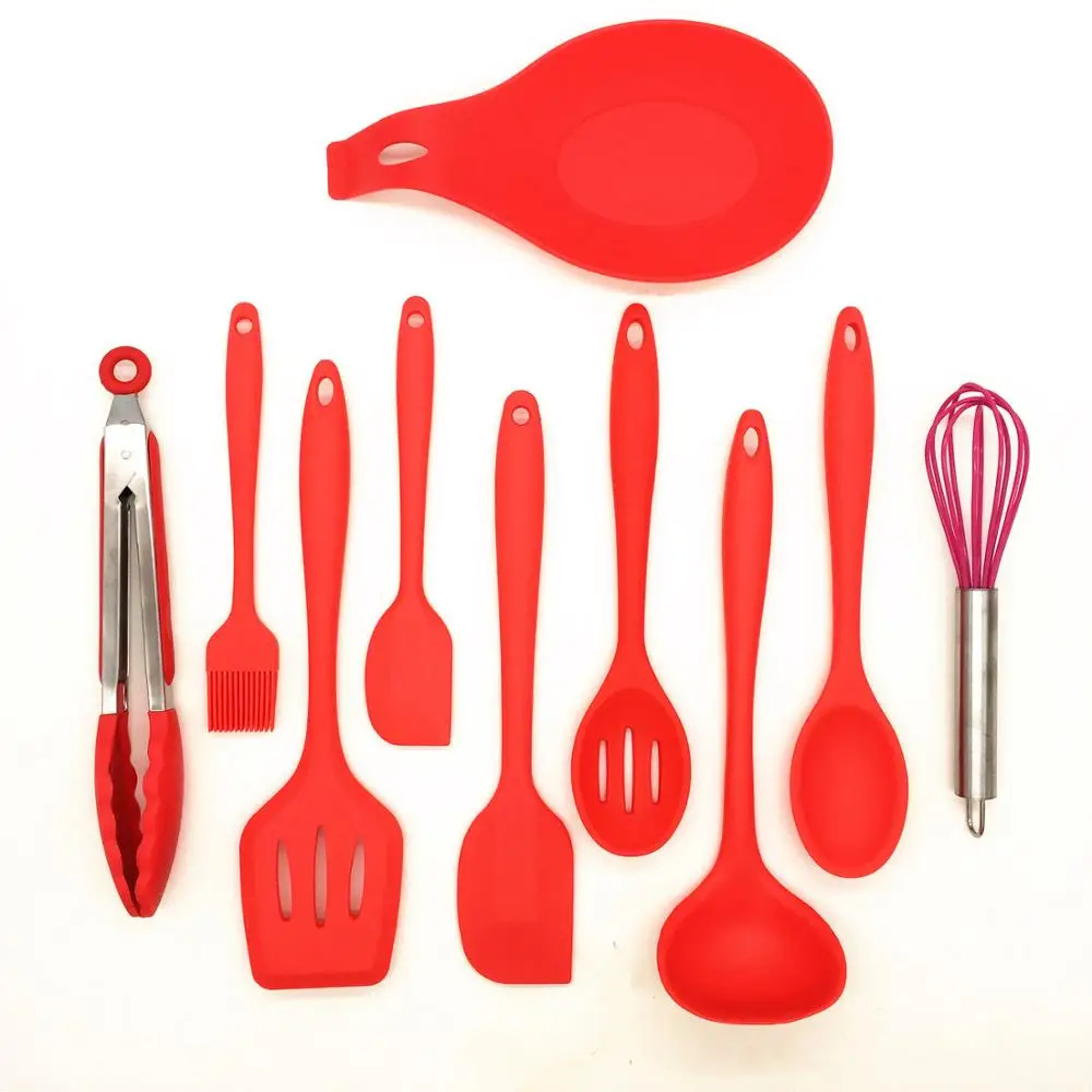 

2020 New Arrivals Heat Resistant Food Grade Approved Nylon Kitchen Cooking Tools Silicone Kitchen Utensil Set, Blue, red, green, custom color