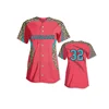 Pink With Leoprint Pattern Baseball Jersey Button Up Baseball Jerseys With Track Twill Team Name