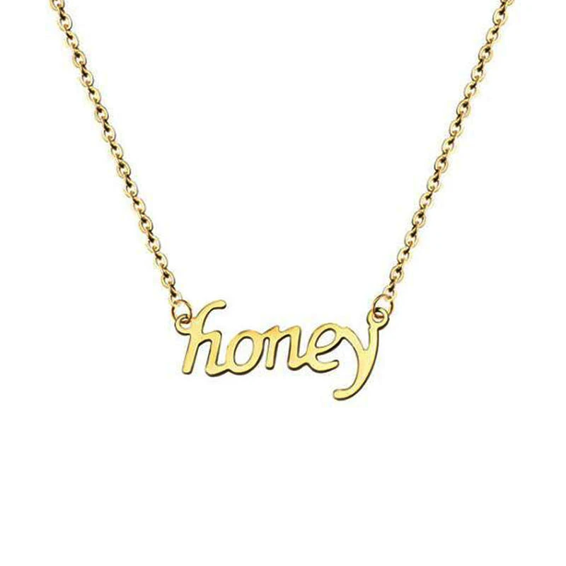 

Stainless Steel Fashion Jewelry Honey Letters Women Choker Necklace, Gold