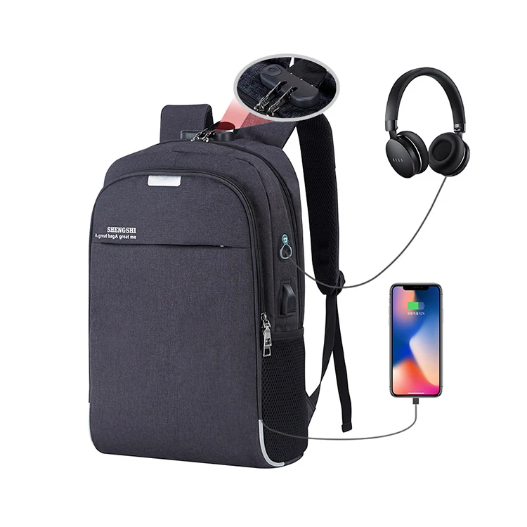 

wholesale New business laptop School bag Usb men custom logo anti theft waterproof travel backpack bag