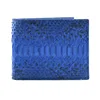 High Fashion Customize Blue Python Snake Skin Leather Short Wallet
