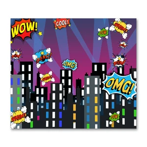 Vibrant Superhero City Photography Backdrop Studio