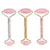 Popular noiseless upscale royal beauty pink rose quartz roller with crystal-studded handle
