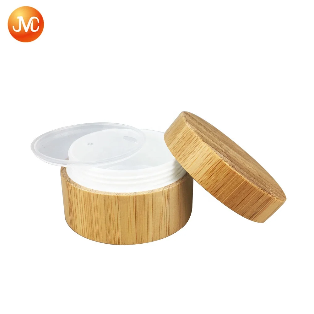 
Custom Bamboo Cosmetic Jar Empty round Facial Cream Container 
