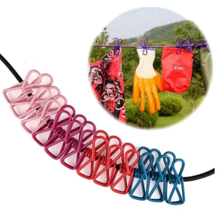 

Wholesale Outdoor Windproof Portable Travel Stainless Steel Elastic Retractable Clothesline With 12 Pcs Clip, Colour acceptable