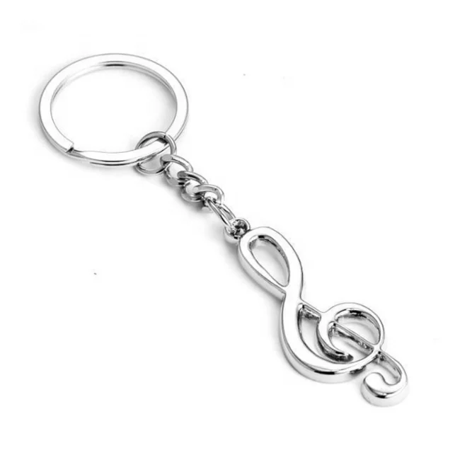 

free shipping Silver Plated Musical Note Key chain For Car Metal Music Symbol Key Ring Keychain For Men Women Trinket