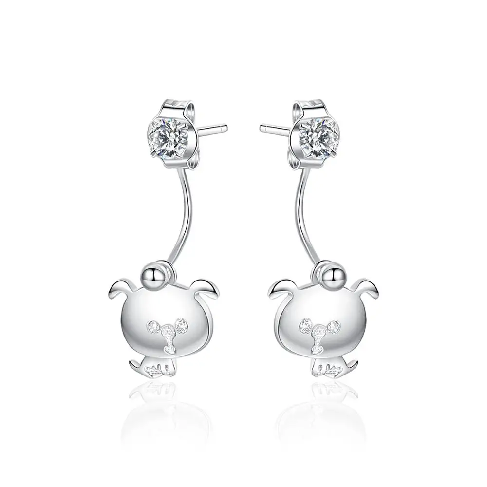 CZCITY Silver 925 Animal Fashion Earrings Lovely Cat Girls Zircon Earring Cat Girls Ear Ring