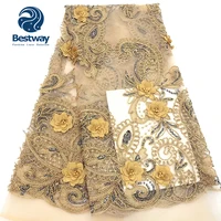 

Bestway Aso ebi Sequined Beaded French 3d Lace Fabric